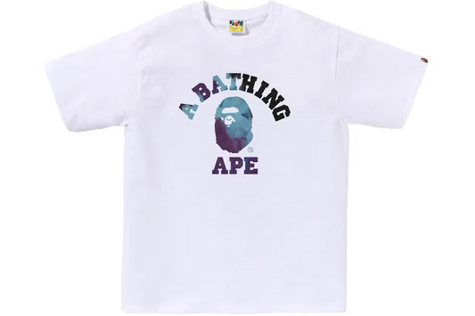Bape Tie Dye College Tee 'White Black'