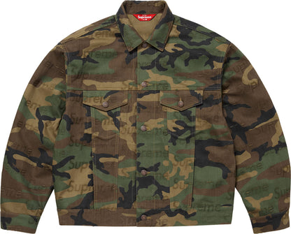 Supreme Jacquard Logos Denim Trucker Jacket 'Camo'