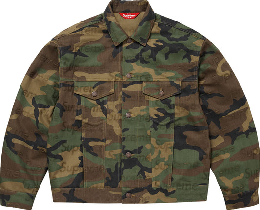 Supreme Jacquard Logos Denim Trucker Jacket 'Camo'
