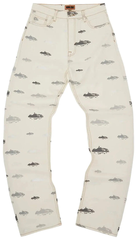 Corteiz Alcatraz Pattern Denim Jeans 'White'
