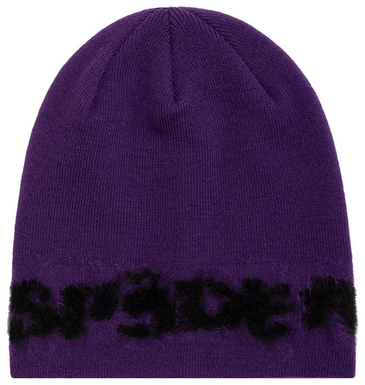 Sp5der Fuzzy Logo Mohair Beanie 'Purple'