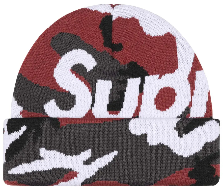 Supreme Camo Big Logo Beanie 'Red Camo'