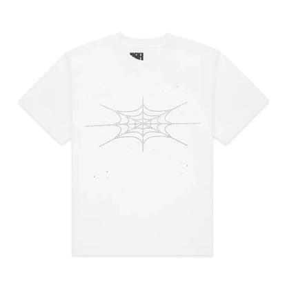 Sp5der Rhinestone Silk Tee 'White'