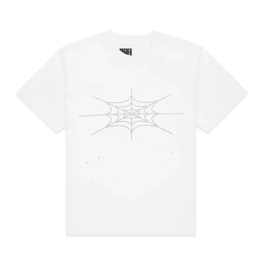 Sp5der Rhinestone Silk Tee 'White'