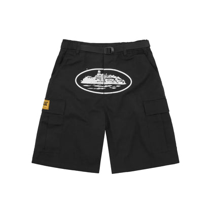 Corteiz Alcatraz Cargo Shorts 'Black White'