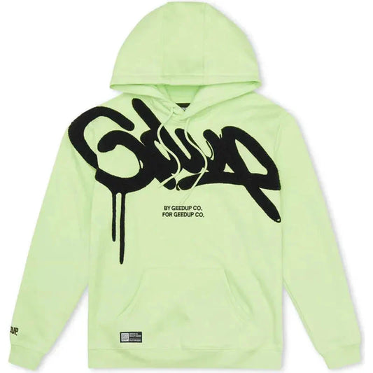 Geedup Handstyle Hoodie 'Pastel Green Black'