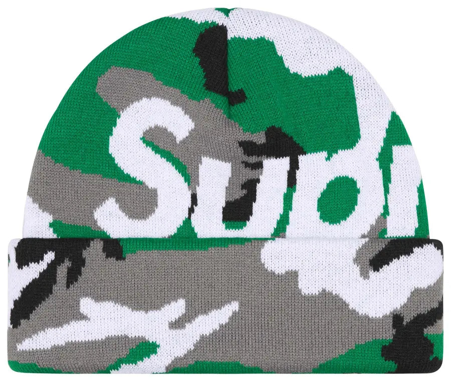 Supreme Camo Big Logo Beanie 'Green Camo'