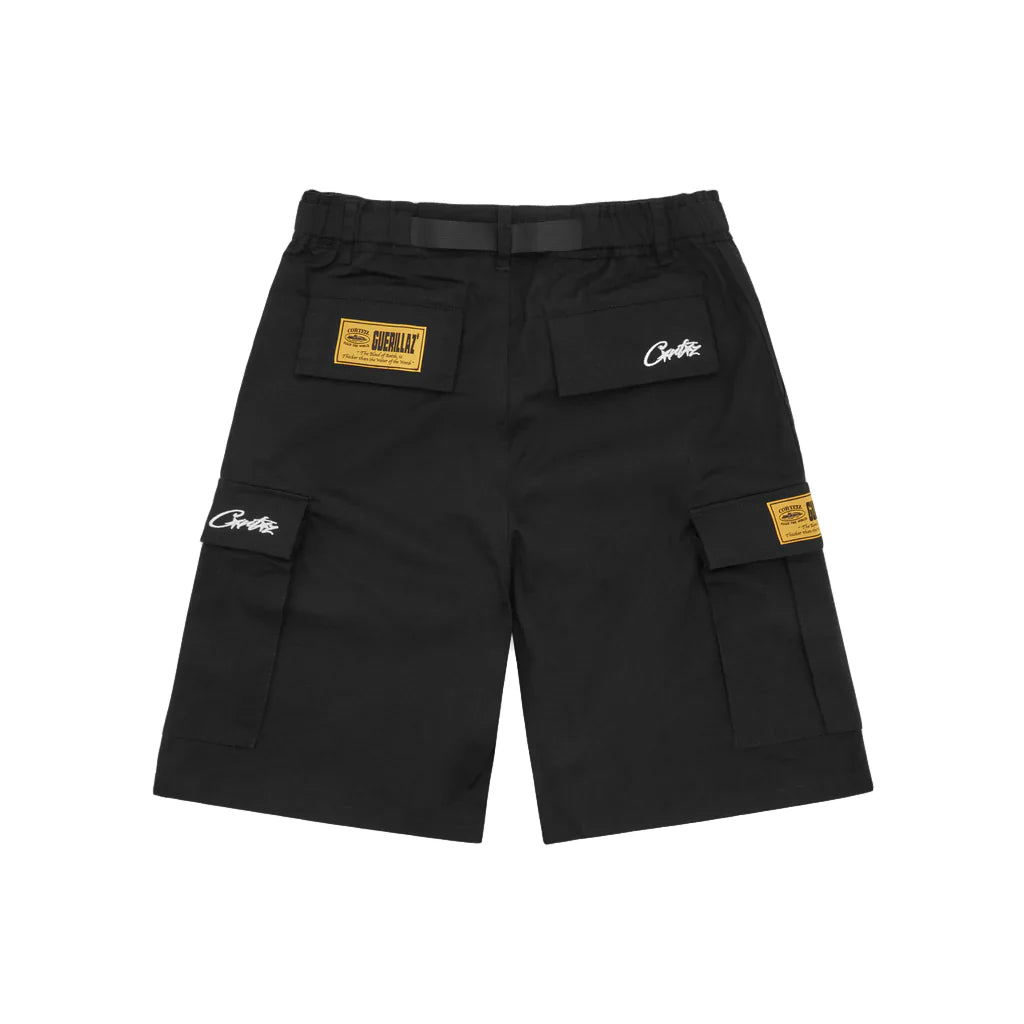 Corteiz Alcatraz Cargo Shorts 'Black White'