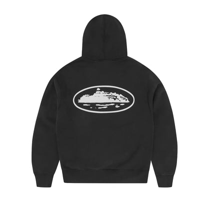 Corteiz Island Puff Print Zip Hoodie 'Black'