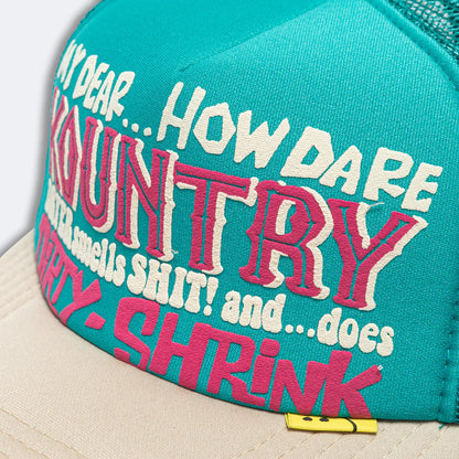 Kapital Kountry Dirty Shrink My Dear Track Cap 'Turquoise Beige'