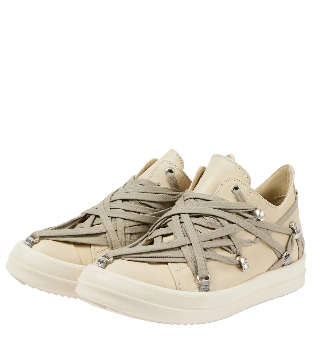 Rick Owens Hollywood Megalaced Low Sneakers 'Parchment Milk'
