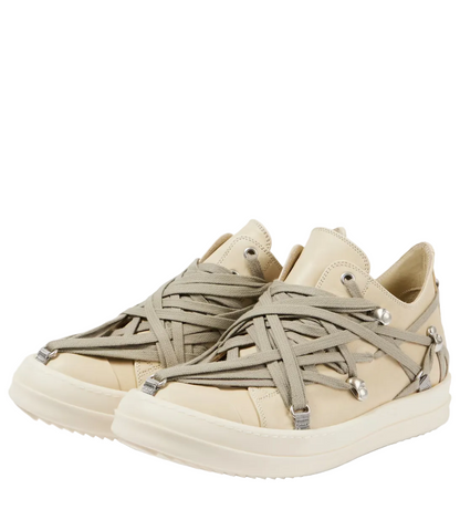 Rick Owens Hollywood Megalaced Low Sneakers 'Parchment Milk'