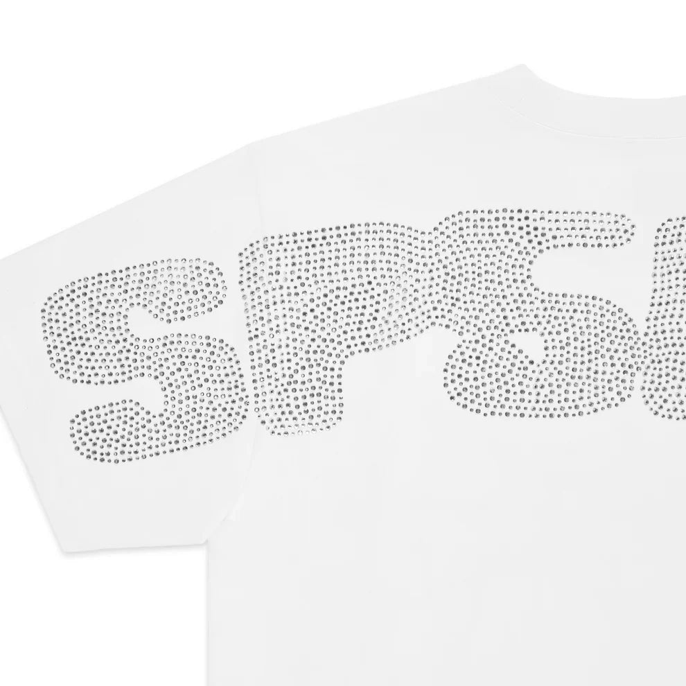 Sp5der Rhinestone Silk Tee 'White'