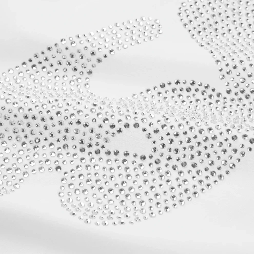 Sp5der Rhinestone Silk Tee 'White'