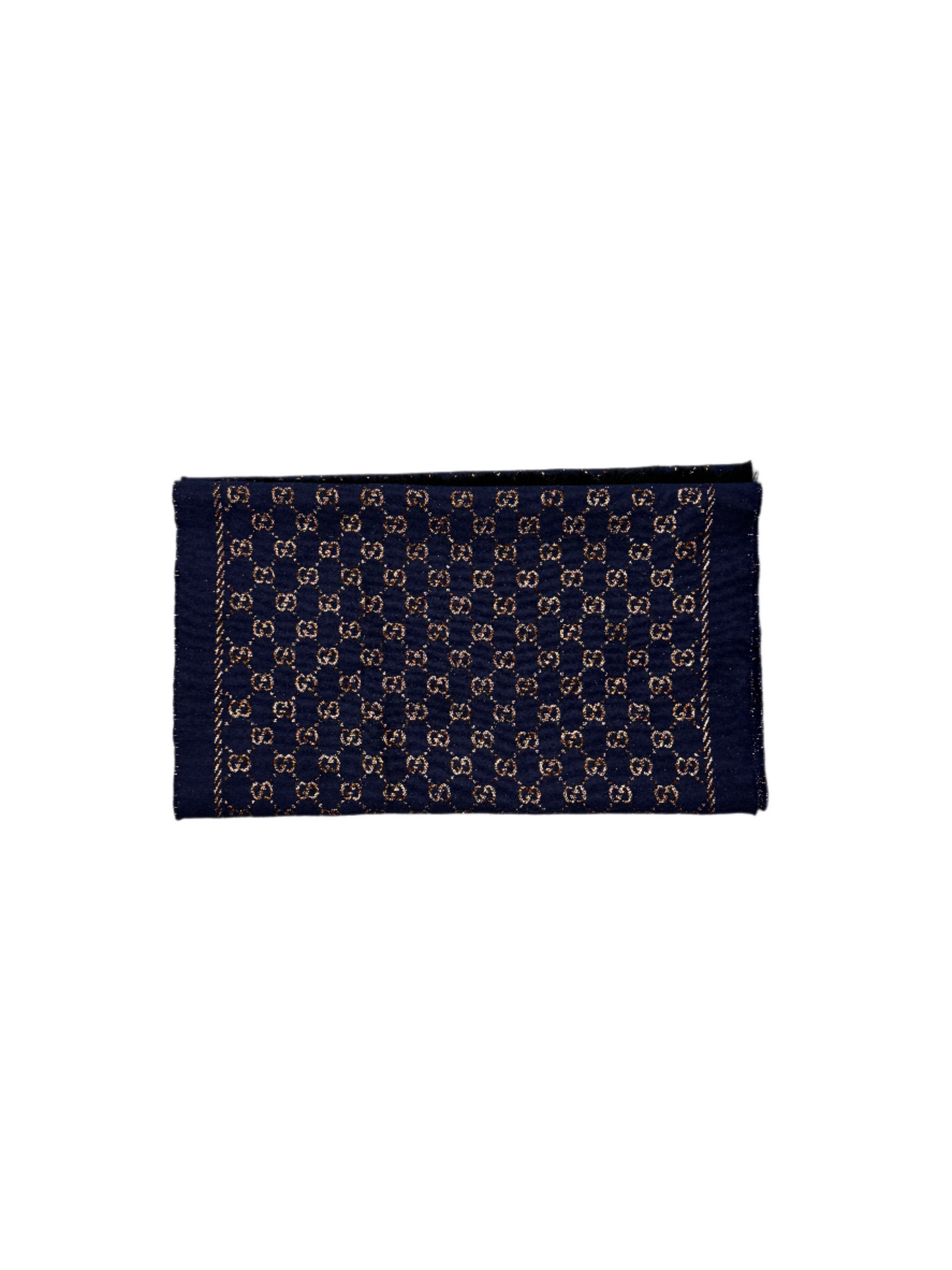 Gucci GG Monogram Wool Scarf 'Navy Gold'