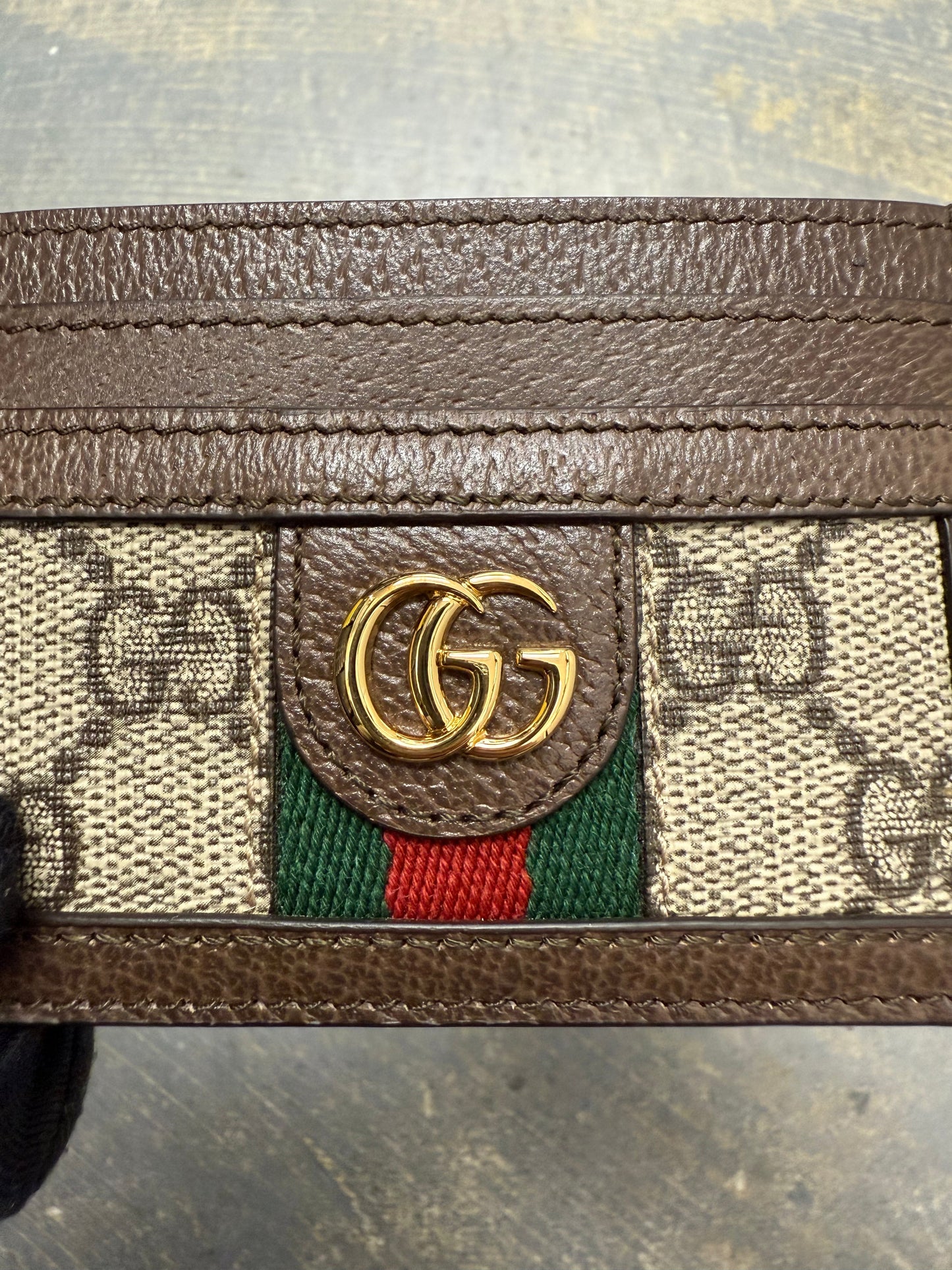 Gucci GG Monogram Ophidia Card Holder 'Brown'